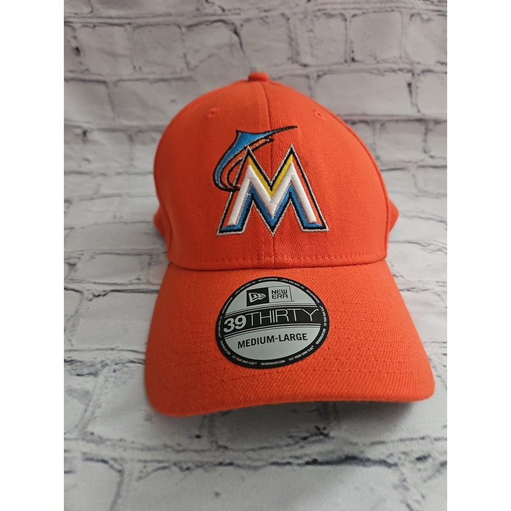 New Era Miami Marlins 39Thirty Team Classic Fitted Stretch Hat Cap M/L Orange